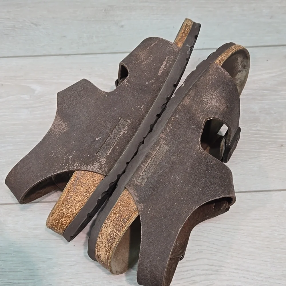 Birkenstock Women Milano Brown Suede Sandals Shoes Sz 36/5 Narrow